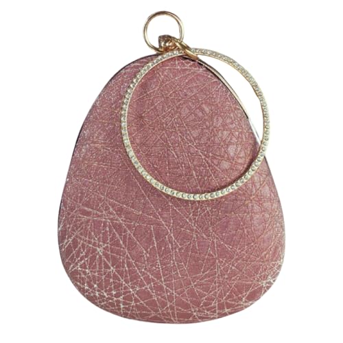 SLARA Clutch Purse for Women, Elegant Teardrop Design with Crystal Trim, Perfect for Bridal, Wedding, and Formal Events (Rose Gold)
