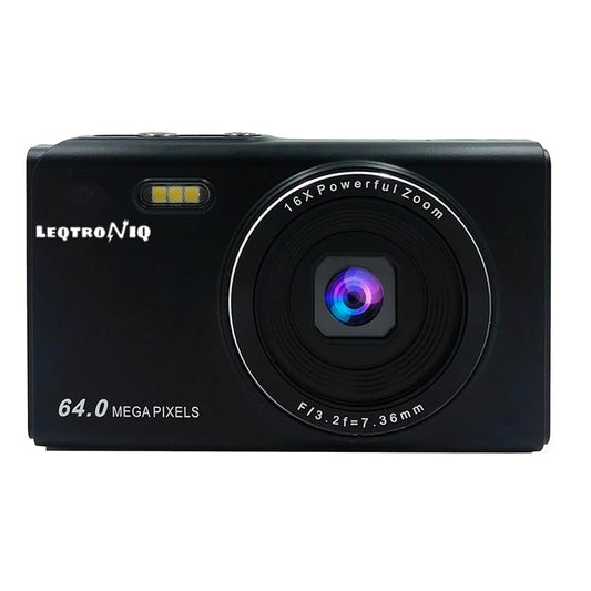 LEQTRONIQ 4K Digital 48 MP Camera with 32GB SD Card, 16x Digital Zoom & Autofocus for Recording, Vlogging, Streaming with 1 Year Warranty (2 Batteries)