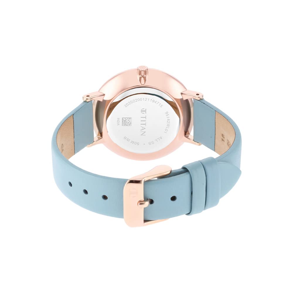 Titan Women Metal Analog White Dial Watch-95142Wl01/Np95142Wl01, Band Color-Blue