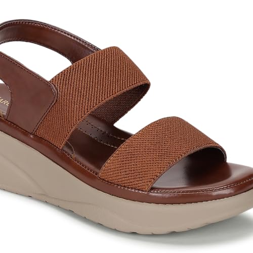 Marc Loire Women Smart Casual Platform Heel Fashion Sandal with Adjustable Strap (Brown, UK Footwear Size System, Adult, Women, Numeric, Medium, 5)