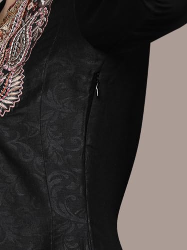 Aarke Ritu Kumar Black Humayra Solid Round Neck Kurta With Pant And Dupatta