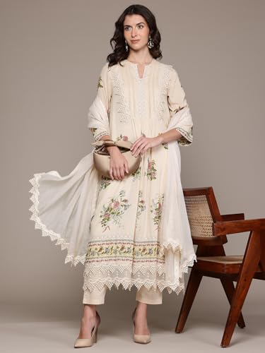 Ecru Multi Chintz Kurta With Palazzo And Dupatta