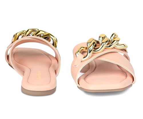 LOUIS STITCH Women’s Slip-On Cross Strap Flat Sandals | Comfortable Peach Ladies Sandal | LSOF-FI04-CSBPE | UK-5