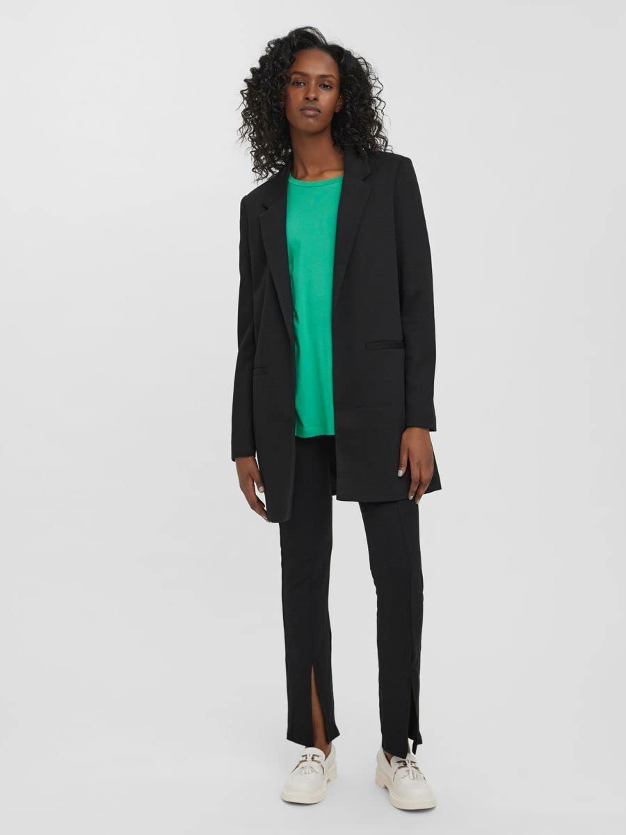 VERO MODA Women Solid Black Polyester Regular Fit Single Breasted Blazer