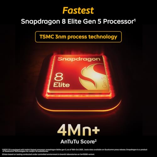 iQOO 15 (Alpha, 12GB RAM, 256GB Storage) | Fastest Snapdragon 8 Elite Gen 5 Processor* | Samsung 2K M14 Lead OLED Display | Origin OS 6 with Personalized AI Features