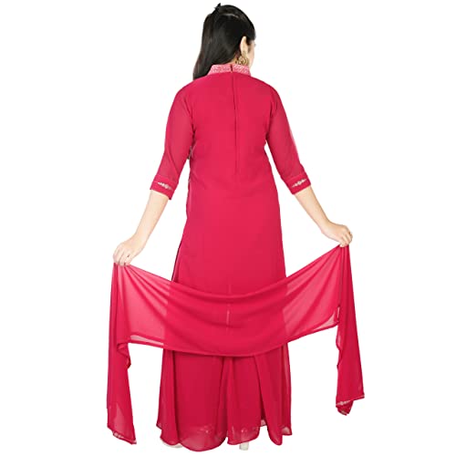 EthniCraze Straight Palazzo Pink Embroidered Suit With Georgette Dupatta (1128_Pink_38)