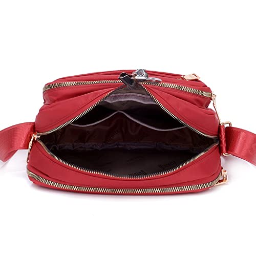 OLOMA Handbags For Women Women Solid Color Zipper Waterproof Nylon Shoulder Bag Female Crossbody Bag Ladies Waterproof Travel Messenger Bag (Color : Hortel�)