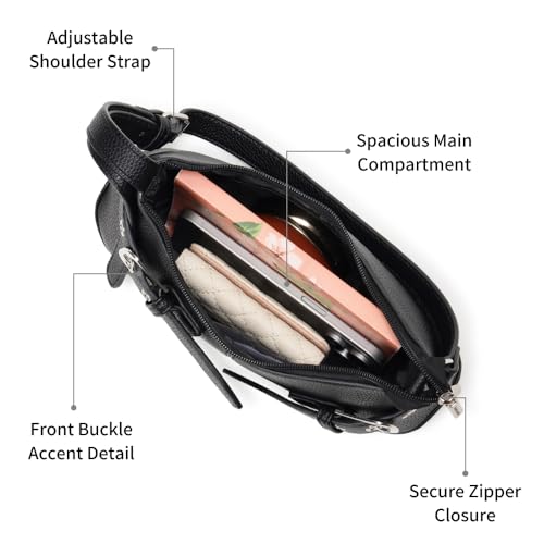 Fastrack Buckle Up Black Shoulder Bag | Faux Leather bag with Front Buckle Accent | Zip Closure Shoulder Bag with Adjustable Strap & Spacious Compartment with Organizer Pockets