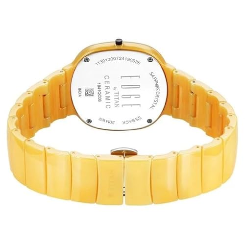 Titan Edge Squircle Camo Quartz Yellow Shaped Dial Unisex Analog Watch | Ceramic Material | Water Resistant Watch | Unisex Watches - NT1841QC08
