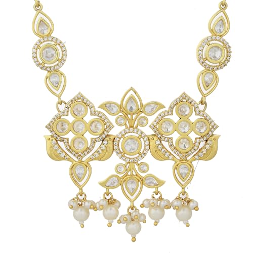 VOYLLA Panchhi Pakhee Statement Pendant Set|Women Necklace Sets|Short Necklace Sets For Women|Kundan Necklace Sets For Women|Wedding|Festive|Party|Birds|American Diamond|Gift For Her|