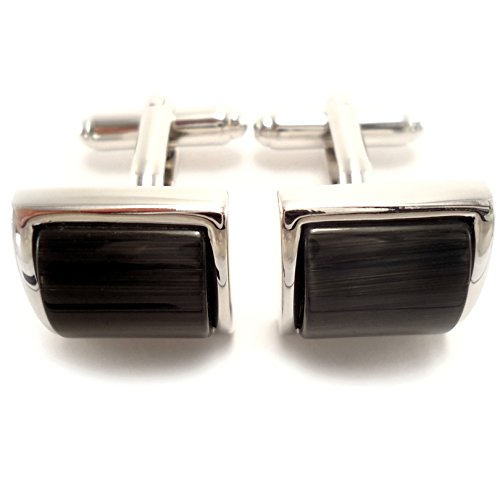 Peluche Black Onyx Stone Studded Cufflinks for Men