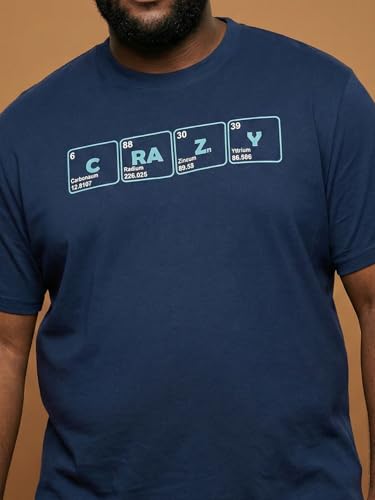Bigbanana Men Plus Printed Navy Blue Round Neck Tshirt (Upbeat,Navy Blue,5XL)