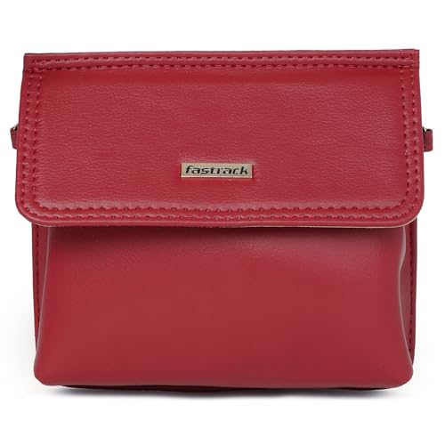 Fastrack Solid Structured Sling Bag for women, Girls and Ladies | with Non-Detachable Sling Strap | Made of Premium PU Material