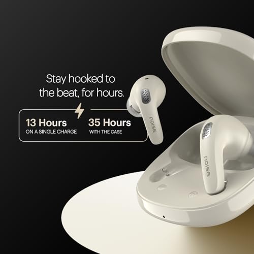 Noise Newly Launched Buds E1 V2 in-Ear Truly Wireless Earbuds with Pebble Grain Design, 35H of Playtime, Quad mic ENC,10mm Driver, Low Latency, BT v5.3 (Dune Beige)