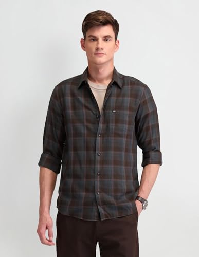 Arrow Sports Men's Slim Fit Shirt (ASAISH1588_Brown