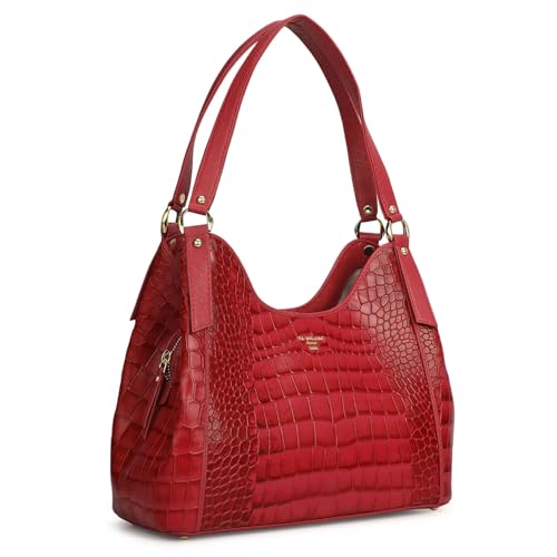 Da Milano Leather Shoulder Bag for Women - Purple (01208M-OL)