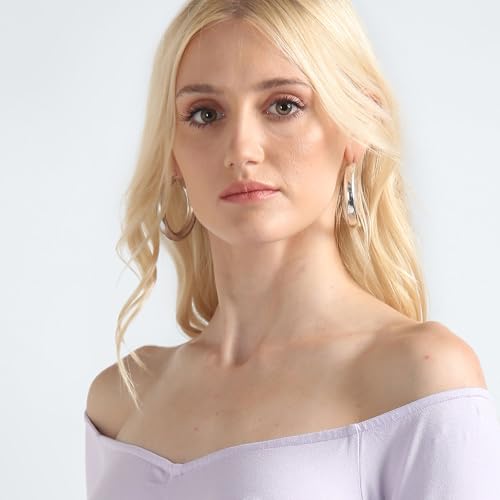 Tommy Hilfiger Viscose Purple Solid Off Shoulder Full Sleeve Women Off-Shoulder Gathering Dress (S)