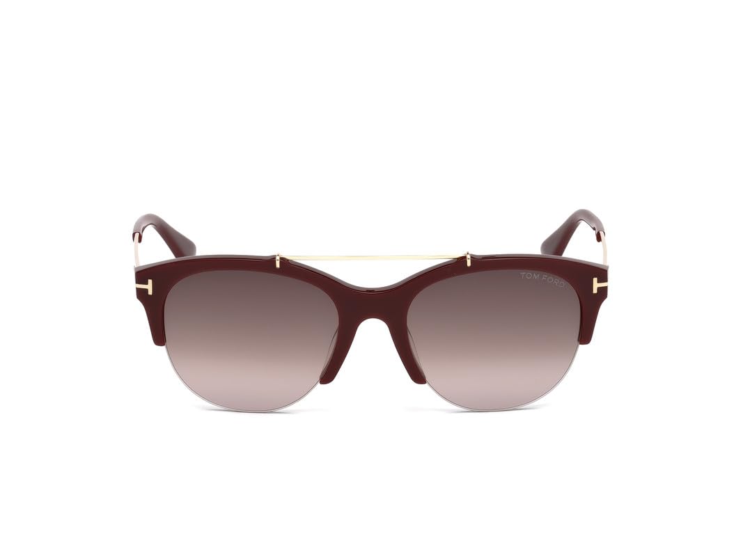 Tom Ford | UV Protected Lens for Women | Half Rim shiny bordeaux/gradient bordeaux Frame | Lens Colour: Purple | Medium | FT0517 55 69T
