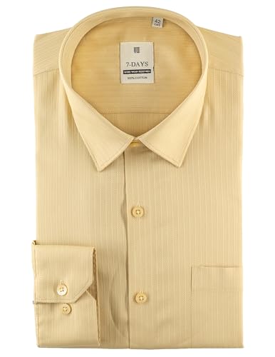 Plain formal shirts for man office wear, Premium mens shirts branded stylish new, regular fit shirt for men full sleeve, Light Yellow shirt for man cotton, Size 44 2XL XXL Official Solid Gents Self