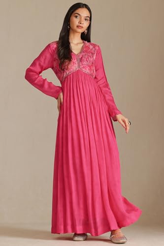 Soch Women's Chinon Maxi Dress (RSD-CWS5KU61331 Fuchsia