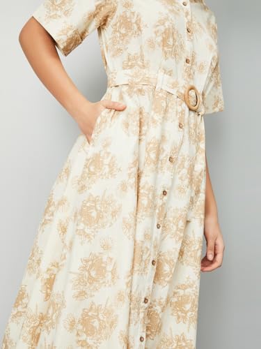 Max Women's Pure Cotton Modern Midi Dress (MDDRS51014C_Off White