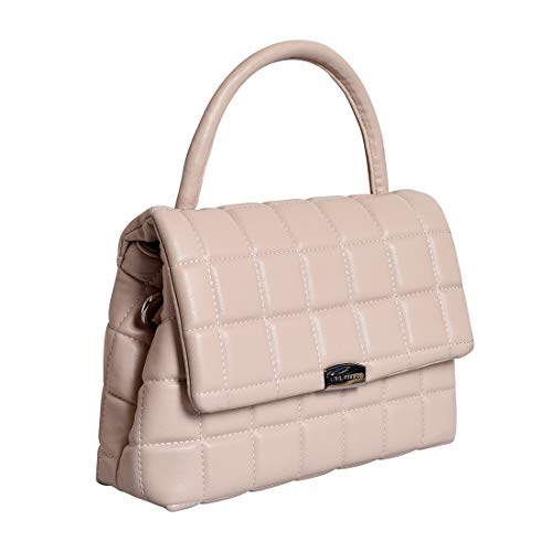 Lino Perros Women Off-White Coloured Quilted Satchel Bag Off White