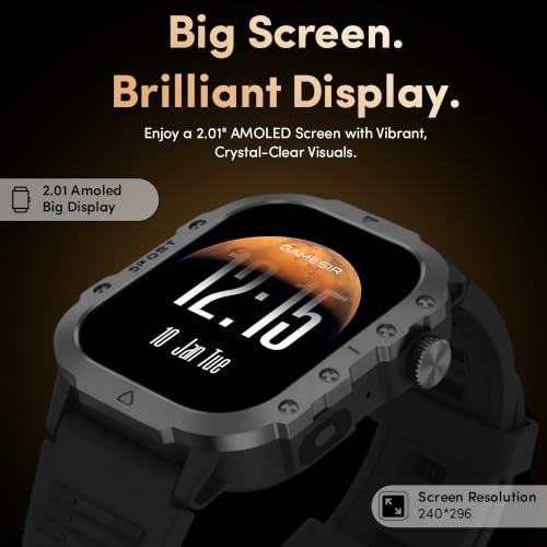 GameSir Forge 1 Smart Watch for Men & Women, 2.19" Full Touch Display, Bluetooth Calling, Fitness Tracking, Message Notifications, Android & iOS Compaatible - (Black)