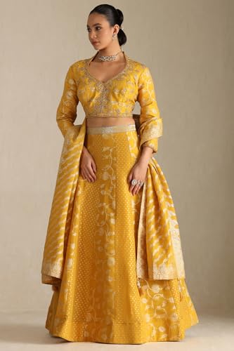 Soch Women's Viscose Lehenga Choli (OWS5CD21806_Yellow_M)