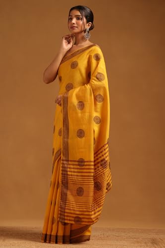 Soch Womens Yellow Art Silk Woven Design Saree