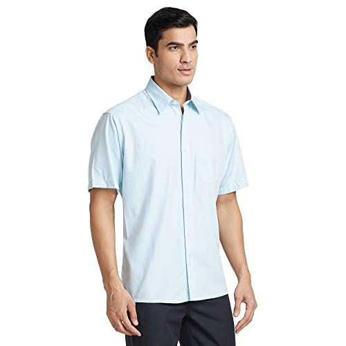 Color Plus Men's Half Sleeve Classic Fit Medium Blue Casual Shirt