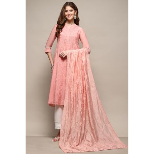 BIBA Women's Pink Polyester Solid Dupatta