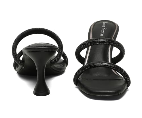 LOUIS STITCH Women's Fashion Slip-On Pointed Heel Sandals | Open Toe Black Stylish Stiletto Heel Sandal for Ladies, Fashionable and Comfortable Sandal |LSOF-LDPH-GLDSJB | (UK-8)