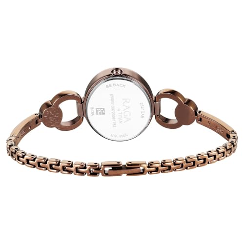 Titan Raga Viva Quartz Analog Champagne Dial Brown Metal Strap Watch for Women - NT2621QM02