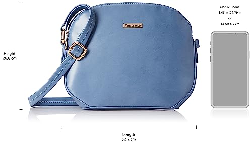 Fastrack Women’s Structured Chic Crossbody Bag With Top Zip (Steel Blue)