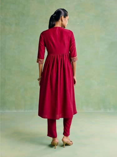 Aarke Ritu Kumar Maroon Gulnaz Kurta With Pant And Dupatta