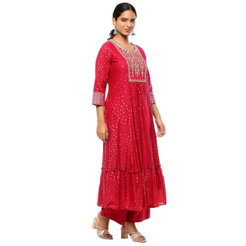 BIBA Women's Cotton Kurta Sets (SKDAPSARA9953AW24FUS_Fuchsia