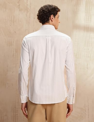 U.S.Polo ASSN. Men's Striped Tailored Fit Button Down Shirt (USSHT3094_Beige