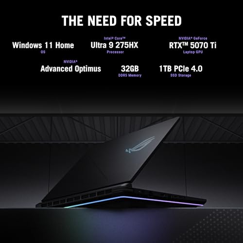 ASUS ROG Strix G16 (2025) Gaming Laptop, 16” ROG Nebula 16:10 2.5K 240Hz/3ms, NVIDIA® GeForce RTX™ 5070 Ti, Intel® Core™ Ultra 9 Processor 275HX, 32GB DDR5, 1TB SSD, Wi-Fi 7, Win11 Home, G615LR-AS96