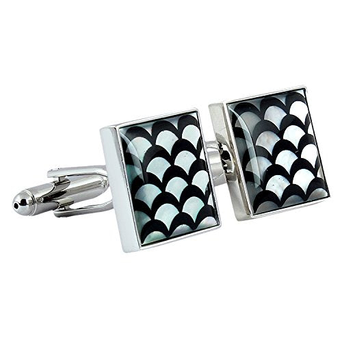 Peluche Printed Natural Mother of Pearl Stone (Semi-Precious) Cufflinks for Men