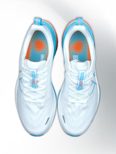 XTEP Mens High Energy Rebound I Stable Nylon TPU Support I Anti-Slip I CPU Outsole ACE Tech Running Shoe I Classic White/Sky Blue