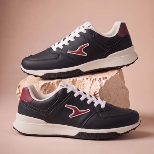 YOHO Men's Low Top Sneakers Blazer Classic | Stylish & Comfortable | Lace Up Casual Shoes for Man/Gents | Classic Black - UK 7