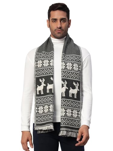 Ravaiyaa - Attitude is everything Deer Pattern Muffler Winter Woolen Scarf Men's Casual Soft And Warm Maffler70 x12 (Grey)