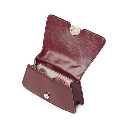 Fastrack Party Sling Bag for Women | Compact Shoulder Bag for Girls, Ladies, Women | Faux Leather Handbag with Gold Chain Handle (Maroon)