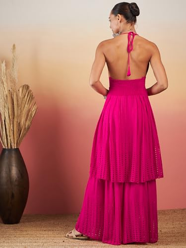 InWeave Women Fuchsia Empire Kurta with Sharara