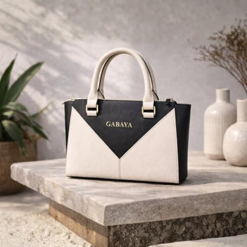 GABAYA Virelle Vegan Leather Handbag for Women | Geometric Structured Top Handle Bag | Stylish Designer Purse for Office, Party & Daily Use