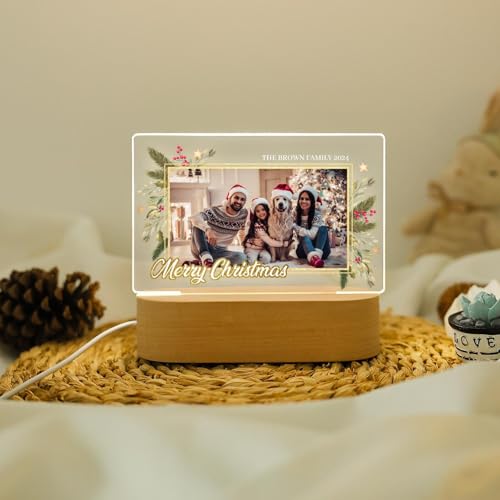 CRAFTY MARVELS Personalized Photo Lamp, Night Light Plaque,Couple, Anniversary, Merry Christmas Gift, Custom Led Night Light, Gift for Her Him Family Friends, 7x7 inch