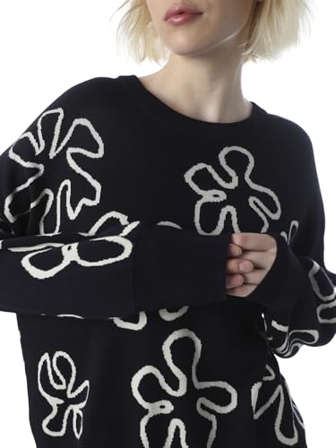 ONLY Women's Self Design Regular Fit Navy Blue Sweater