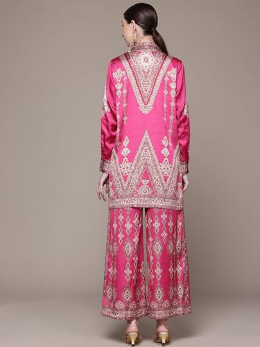 Aarke Ritu Kumar Fushia Caspian Carpet Full Sleeve Kurti With Palazzo Co-Ord Set
