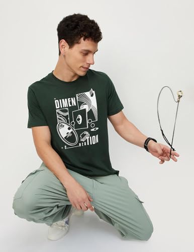 Max Men's Cotton Slim Fit T-Shirt (CABCSU23P518BGDARK Green_Dark, Large