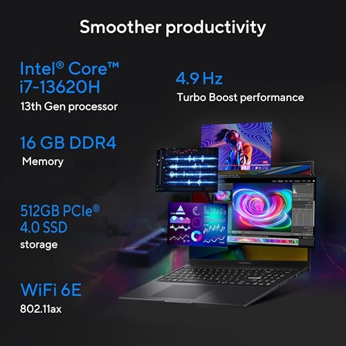 ASUS Vivobook 16X (2025),Smartchoice, Intel Core i7-13620H,Creator/Gaming Laptop(RTX 3050-4GB/16GB RAM/512GB SSD/FHD+/16"/144Hz/M365 Basic (1Year)*/Office 2024/Indie Black/1.8 Kg) K3605VC-RP517WS
